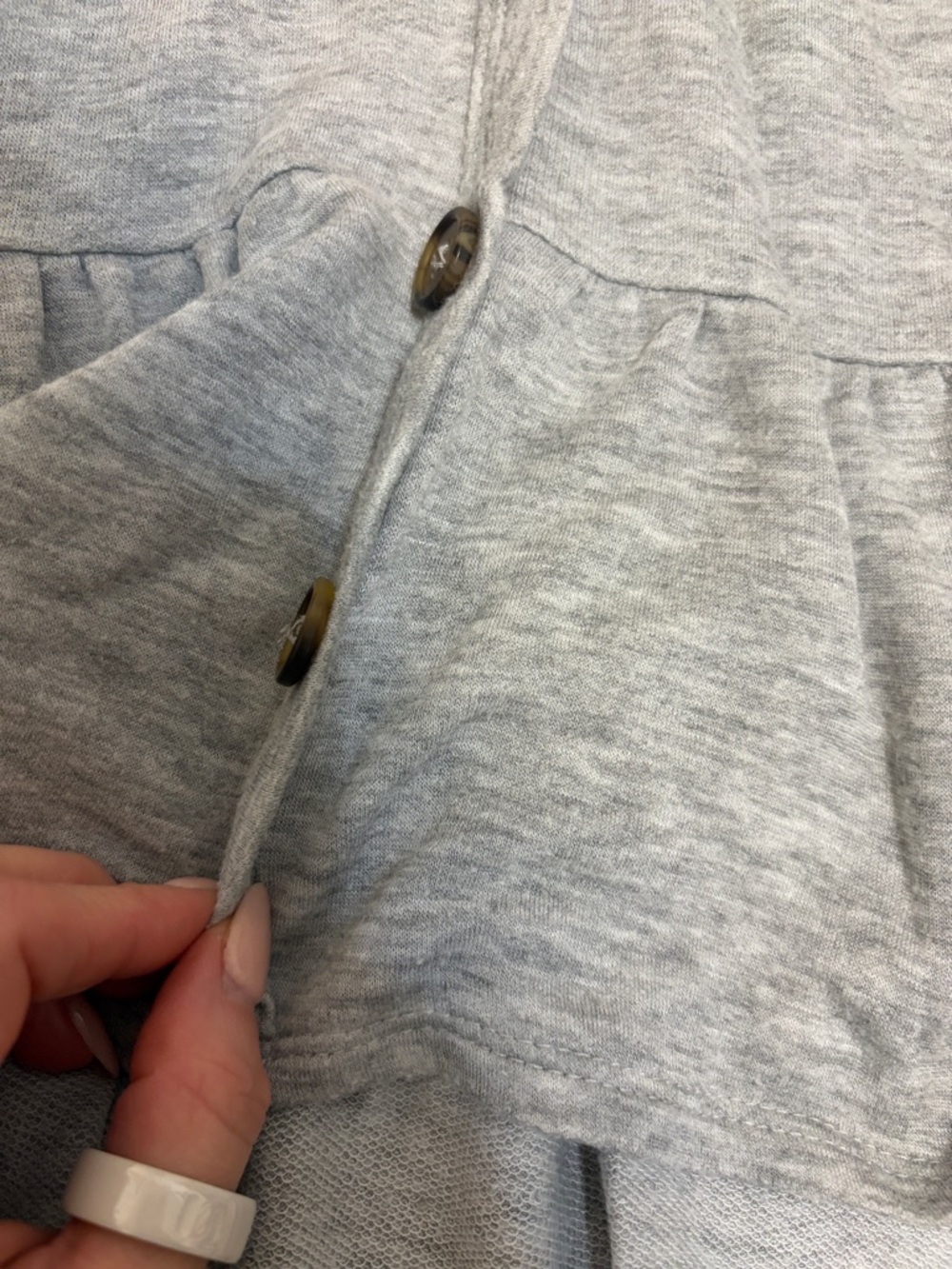 Gray Button-Front Ruffle Hem Dress - Picture 4 of 5
